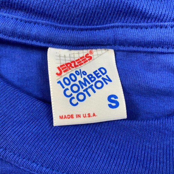 Jerzees Vtg USA Retro 80s Blue Ring Spun T-Shirt S - Picture 3 of 3